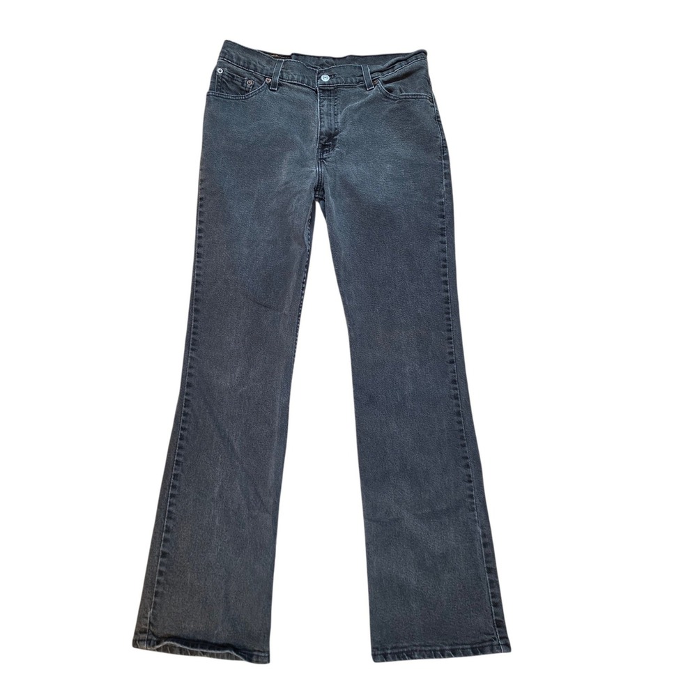 Vtg Levi's Juniors 11 517 Boot Cut Slim Fit Jeans Black Faded Made in USA 2001